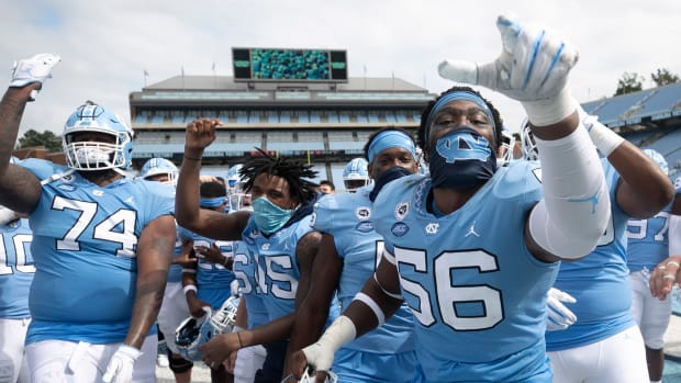 UNC vs Syracuse point to camera post game